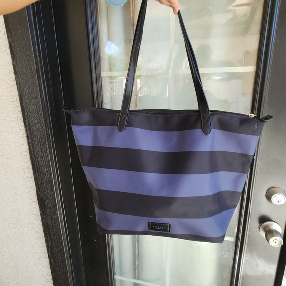 Radley Blue‎ Striped Material Tote Bag Handbag - Picture 6 of 9